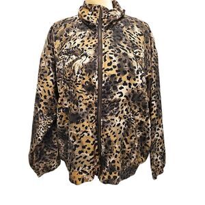 Vintage Cheetah‎ Print Bomber Jacket, Size Medium, Silk